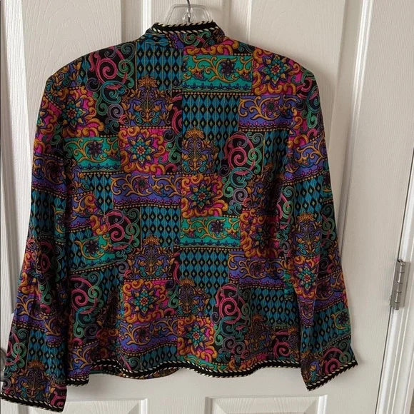 VTG Safe Silk Adrianna Papell Women's Vibrant Patterned Silk Blazer SZ 8P - Picture 4 of 5